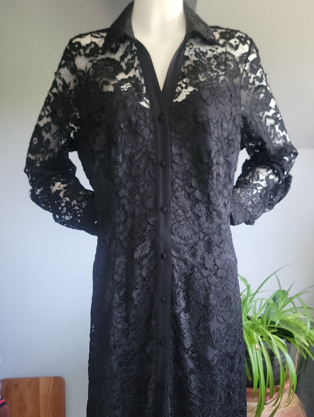 Nanette Lepore Black Lace Butyon-Front Midi Dress Size 12